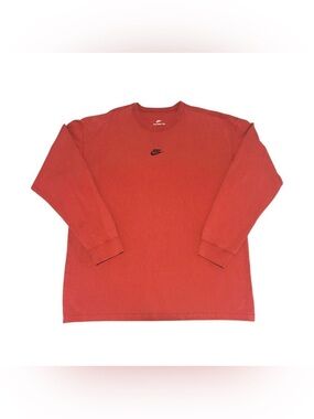 Nike Red Long Sleeve Crewneck Sweatshirt with Black Swoosh